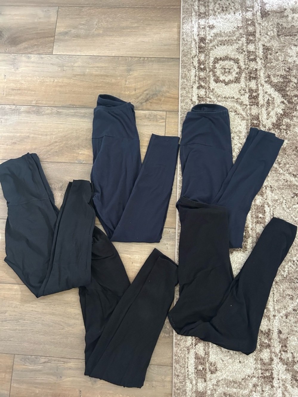 Black and Navy Maternity Leggings - 5 Pair bundle